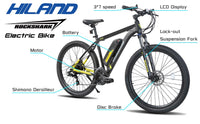 Bicycle Electric Hiland 36V/350W, 21speed 26/27.5/29 Inch Tire Suspension Fork Electric Bicycle Aluminous Alloy Frame