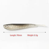 Fishing Lure Shad Tail 3pc 75mm With Or Without Hook