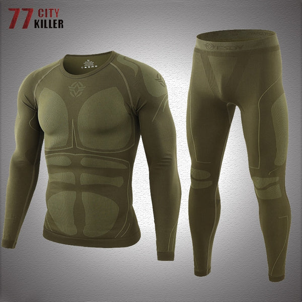 Thermal Underwear Sets Seamless Tight Outdoor Sports  Breathable Training Thermo Fleece Underwear Long Pant